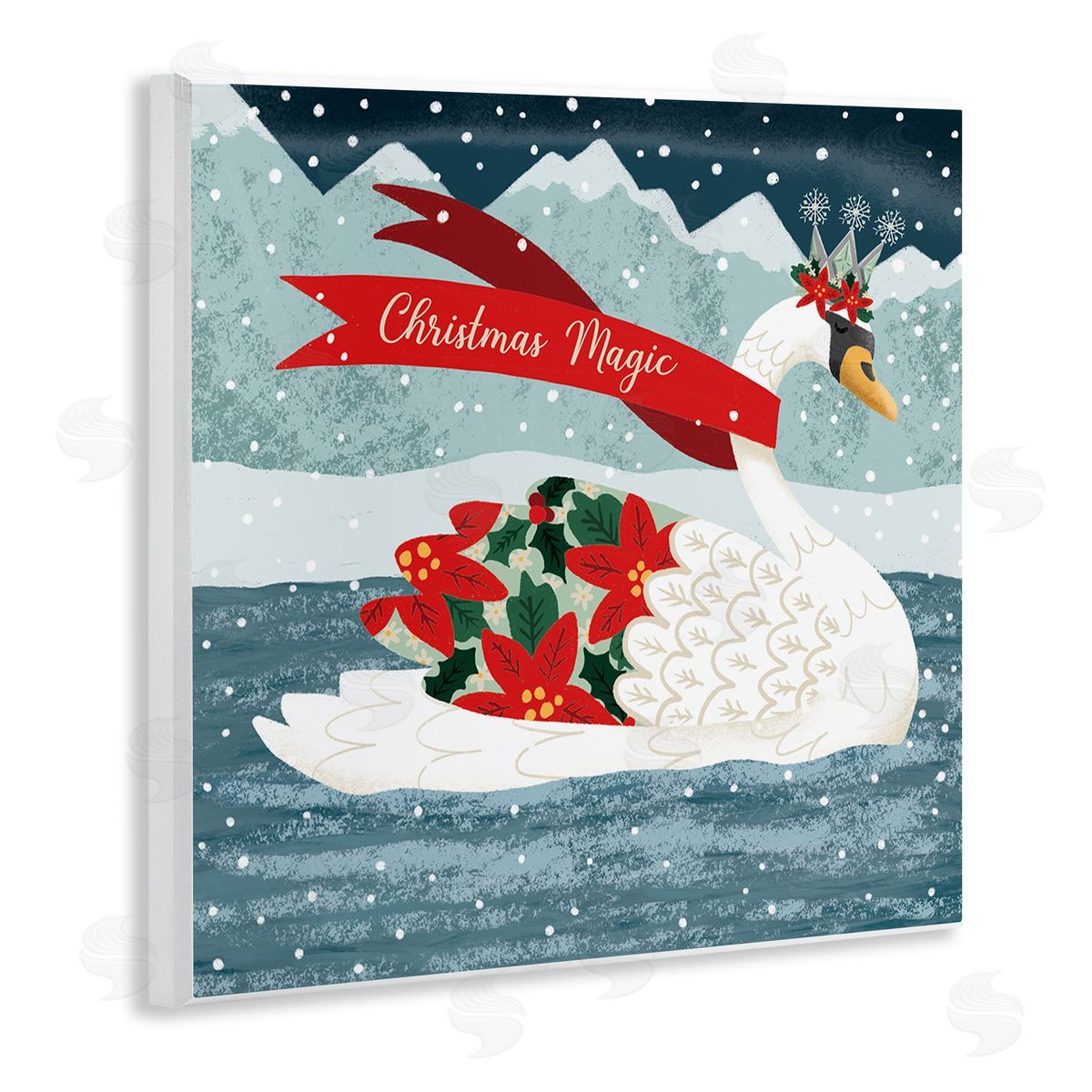 Jilly Jack Designs Christmas Magic Enchanted Swan Canvas Wall Art Print