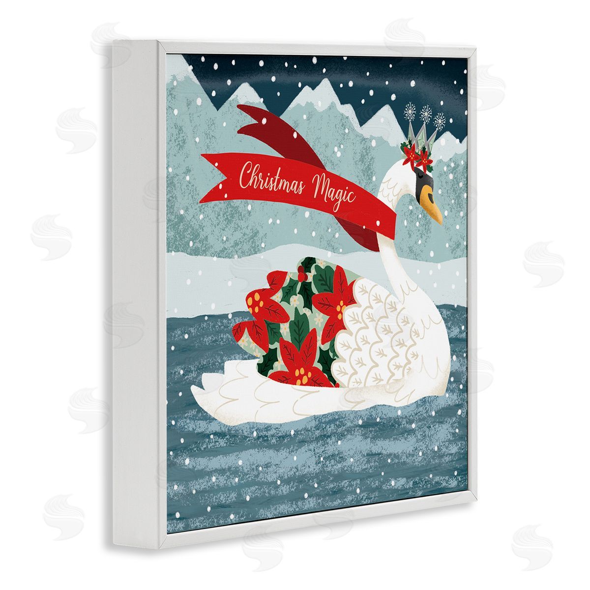 Jilly Jack Designs Christmas Magic Enchanted Swan Canvas Wall Art Print