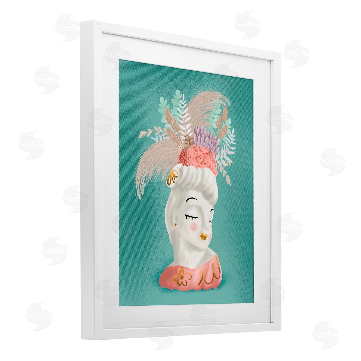 Jilly Jack Designs Vintage Lady with Boho Flowers Canvas Wall Art Print