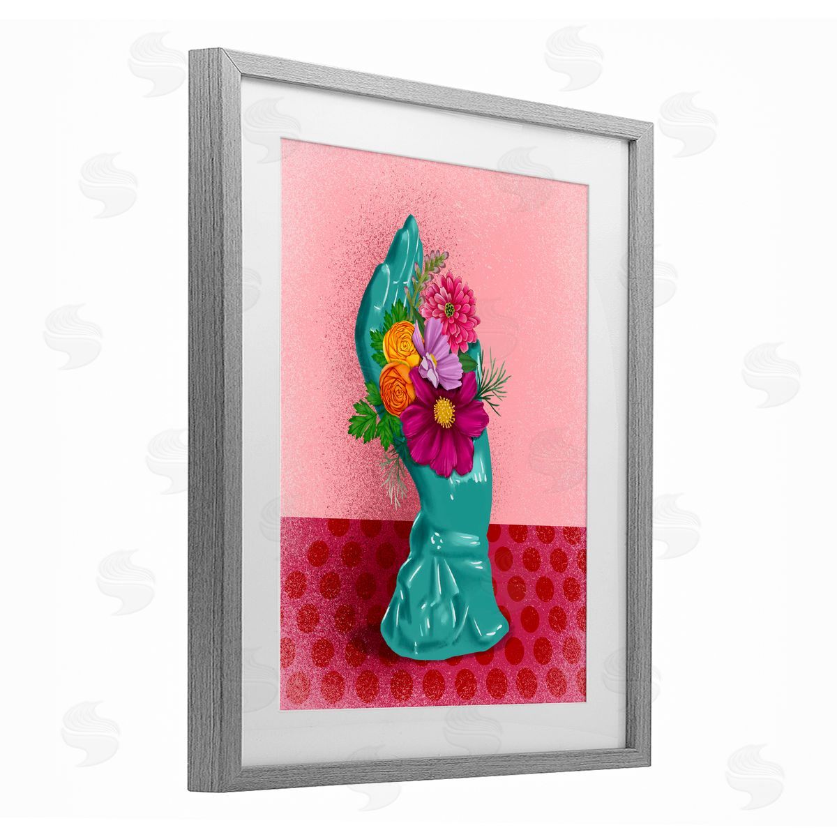 Jilly Jack Designs Vintage Hand Floral Sculpture Canvas Wall Art Print