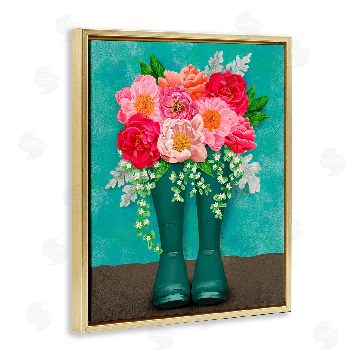 Jilly Jack Designs Peony Rain Boots Bundle Canvas Wall Art Print