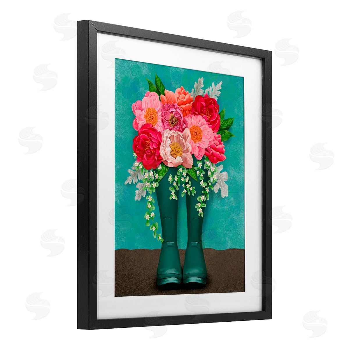 Jilly Jack Designs Peony Rain Boots Bundle Canvas Wall Art Print