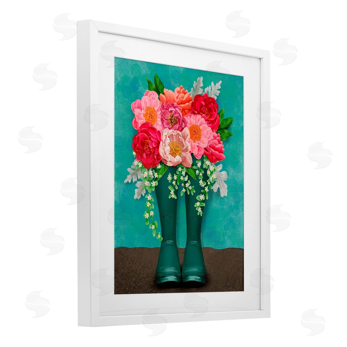 Jilly Jack Designs Peony Rain Boots Bundle Canvas Wall Art Print