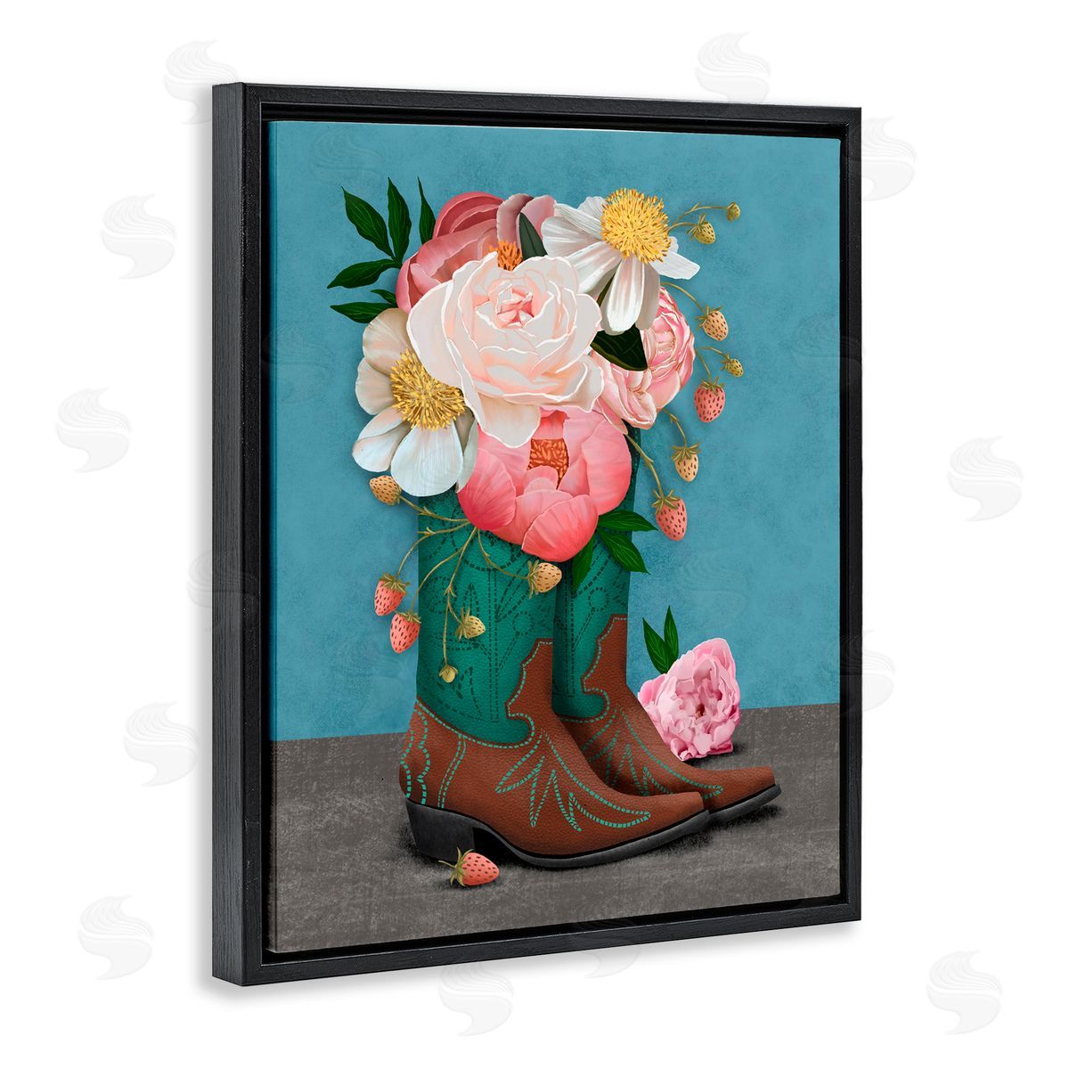 Jilly Jack Designs Western Boots & Peonies Canvas Wall Art Print