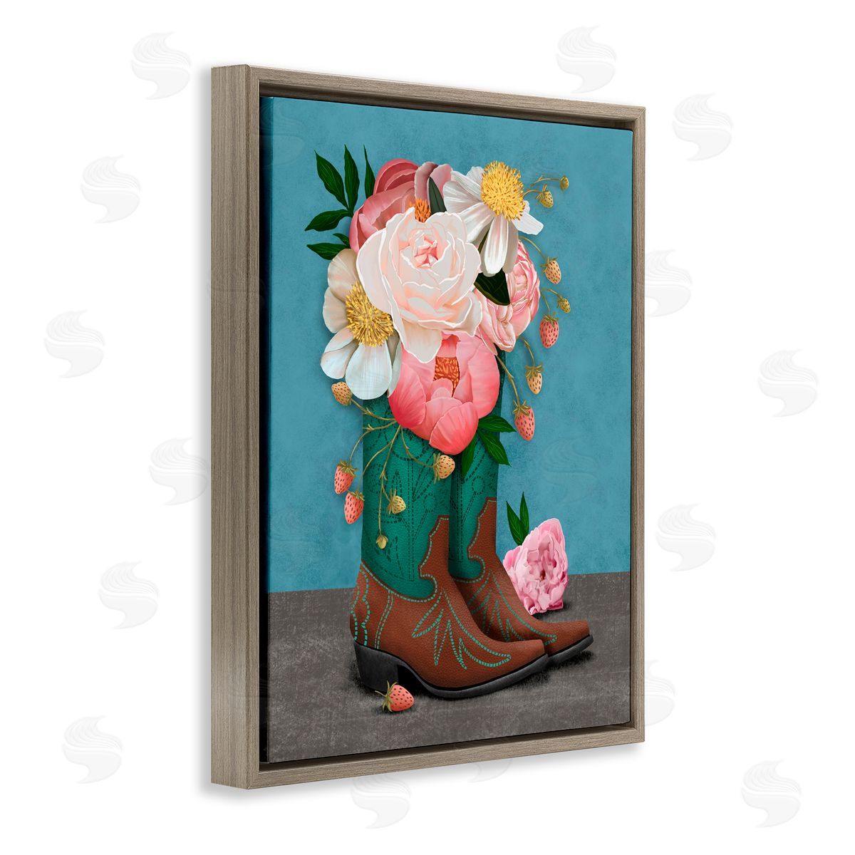 Jilly Jack Designs Western Boots & Peonies Canvas Wall Art Print