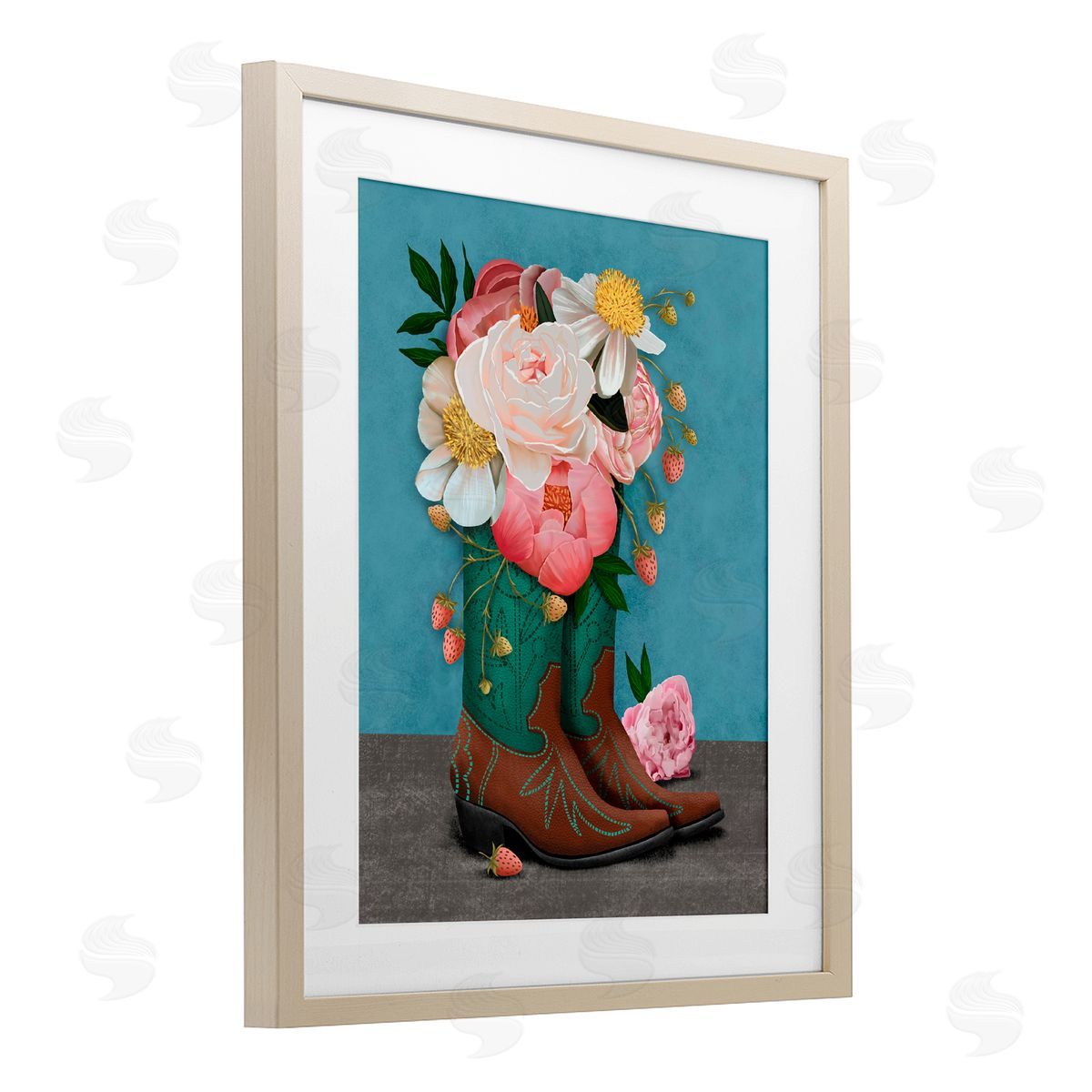Jilly Jack Designs Western Boots & Peonies Canvas Wall Art Print