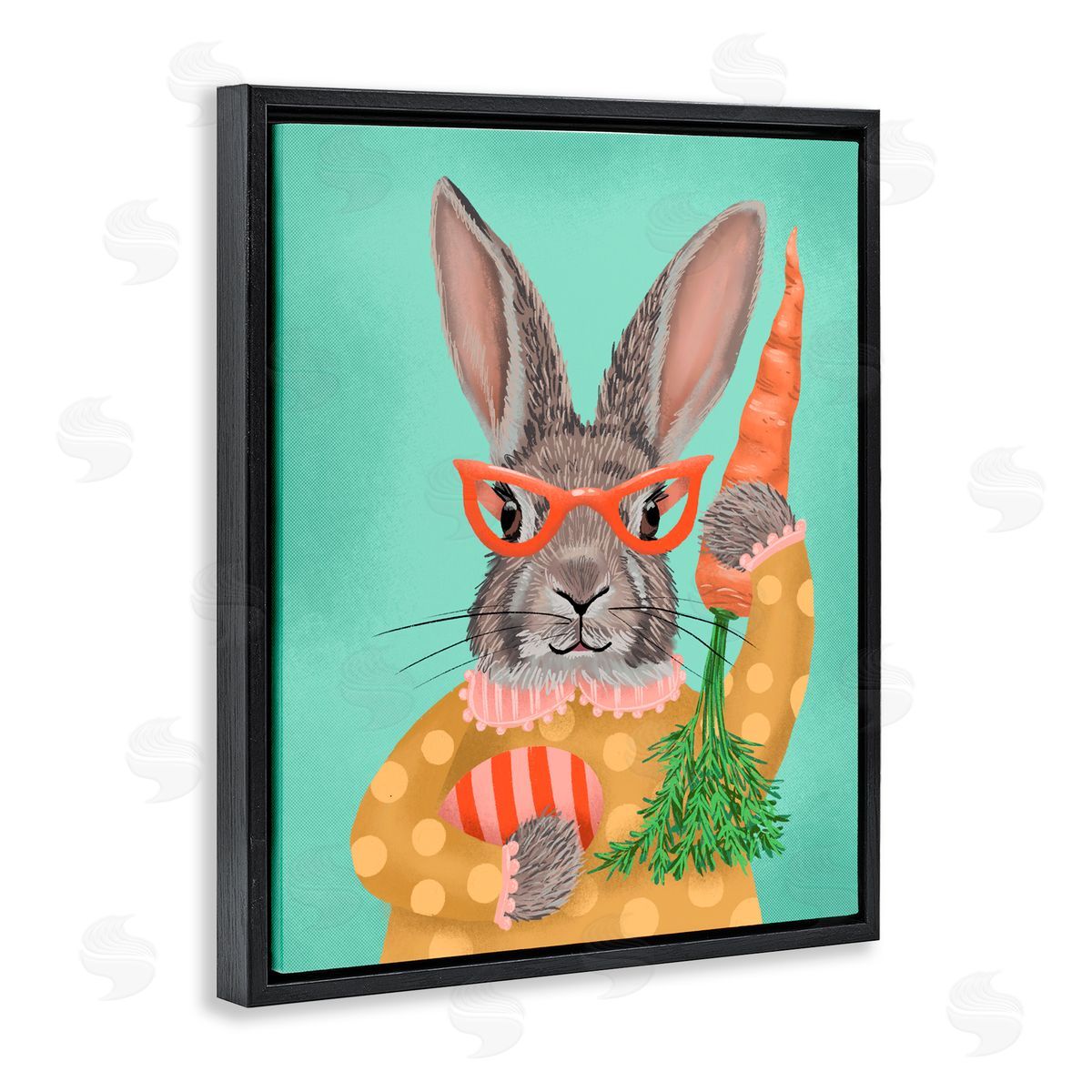 Jilly Jack Designs Polka Dot Spring Rabbit Canvas Wall Art Print