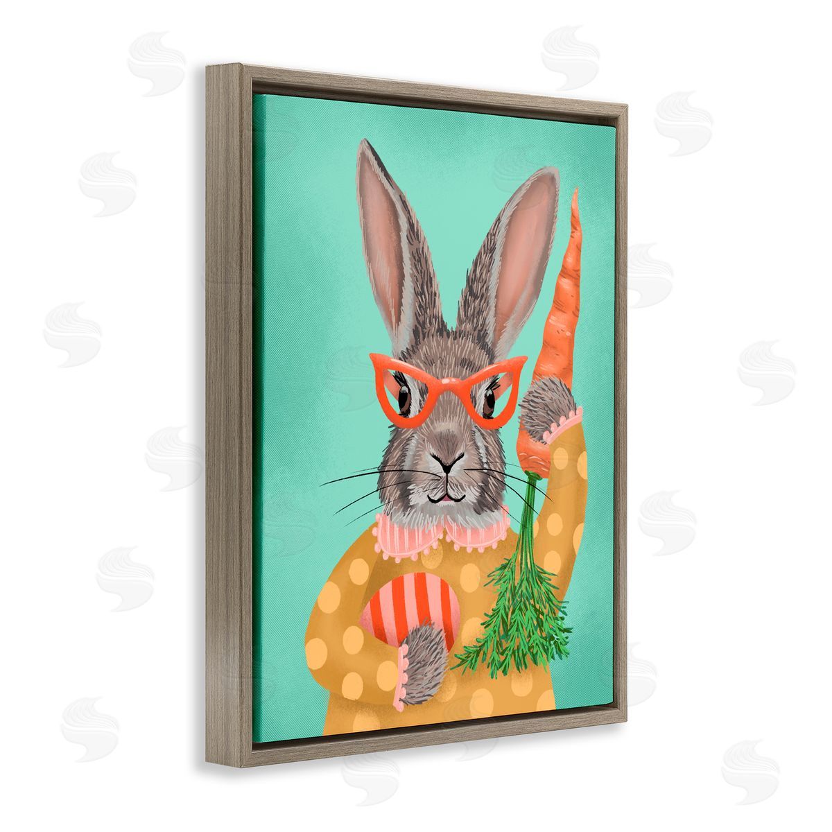 Jilly Jack Designs Polka Dot Spring Rabbit Canvas Wall Art Print