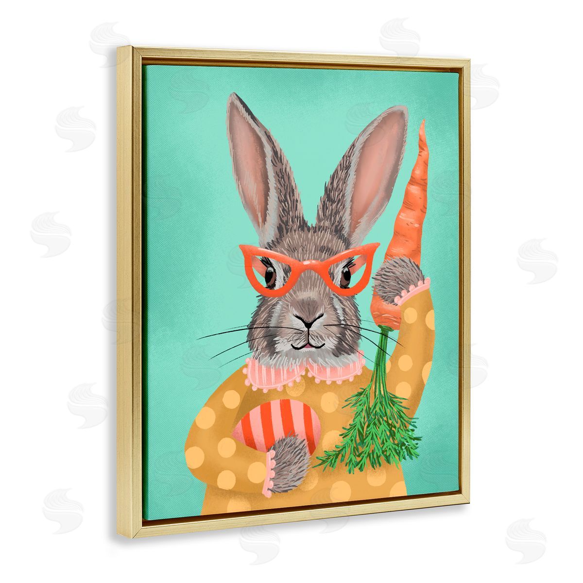 Jilly Jack Designs Polka Dot Spring Rabbit Canvas Wall Art Print