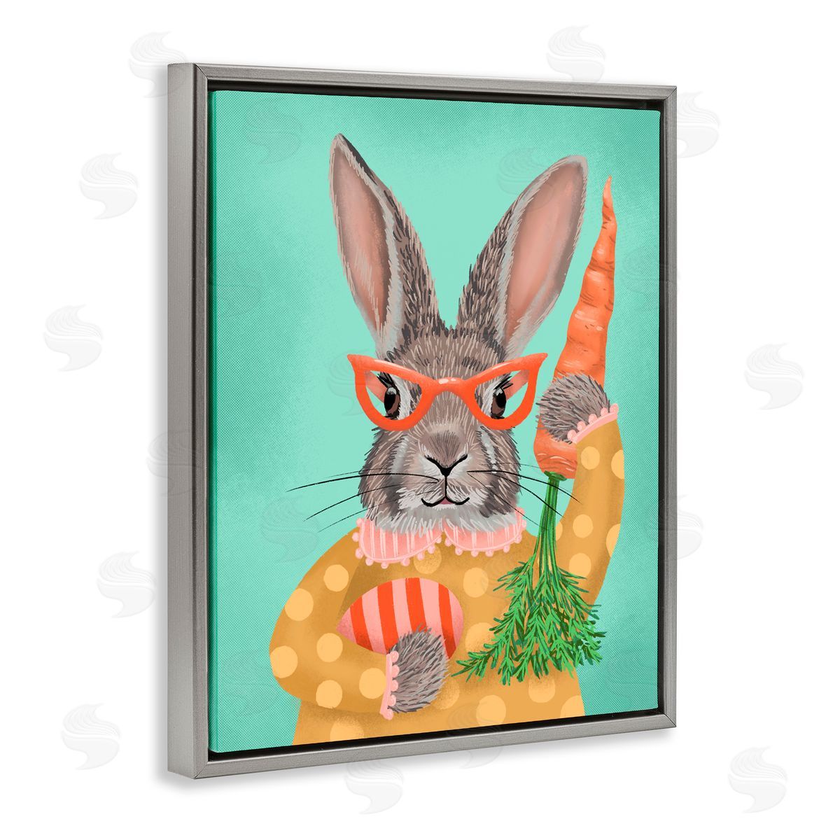 Jilly Jack Designs Polka Dot Spring Rabbit Canvas Wall Art Print