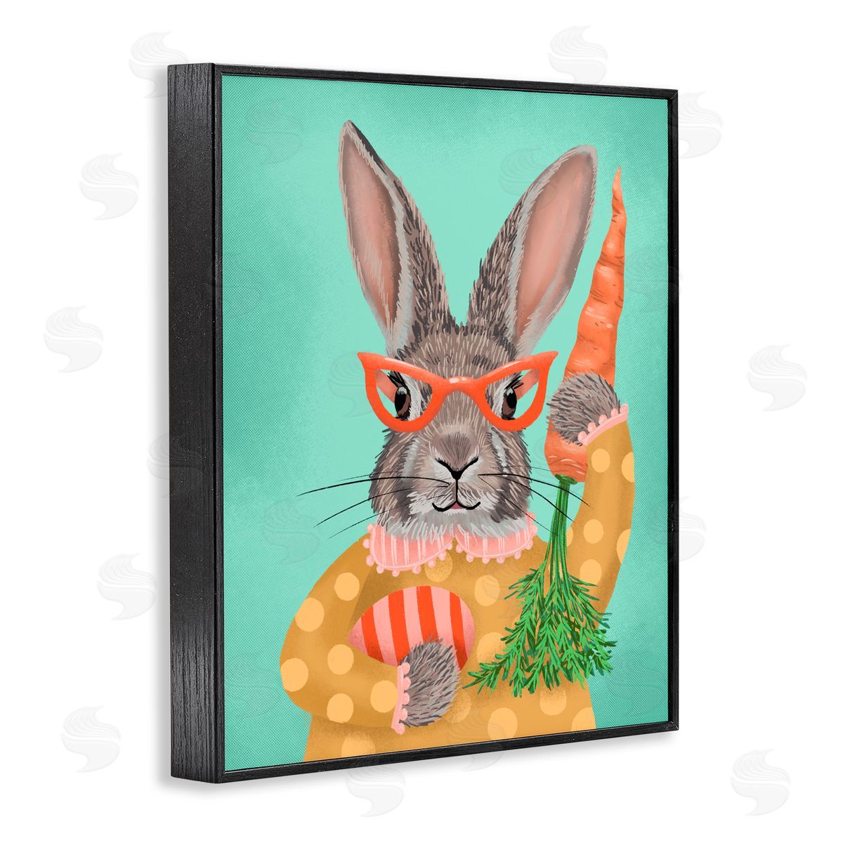 Jilly Jack Designs Polka Dot Spring Rabbit Canvas Wall Art Print