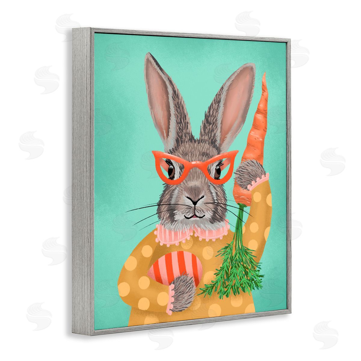 Jilly Jack Designs Polka Dot Spring Rabbit Canvas Wall Art Print