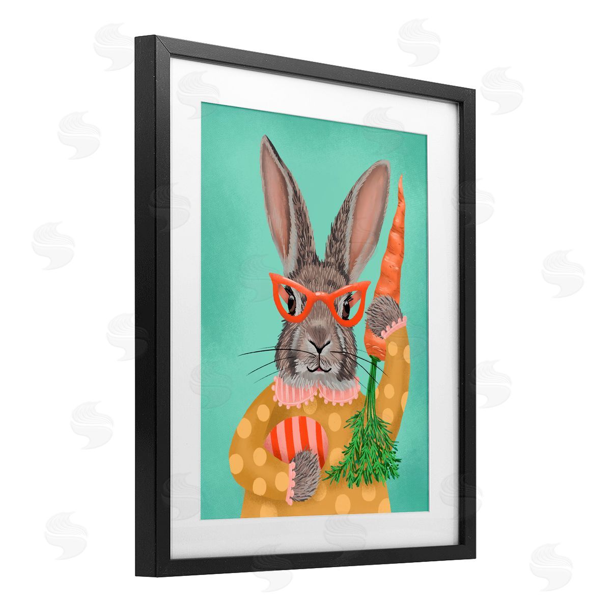 Jilly Jack Designs Polka Dot Spring Rabbit Canvas Wall Art Print