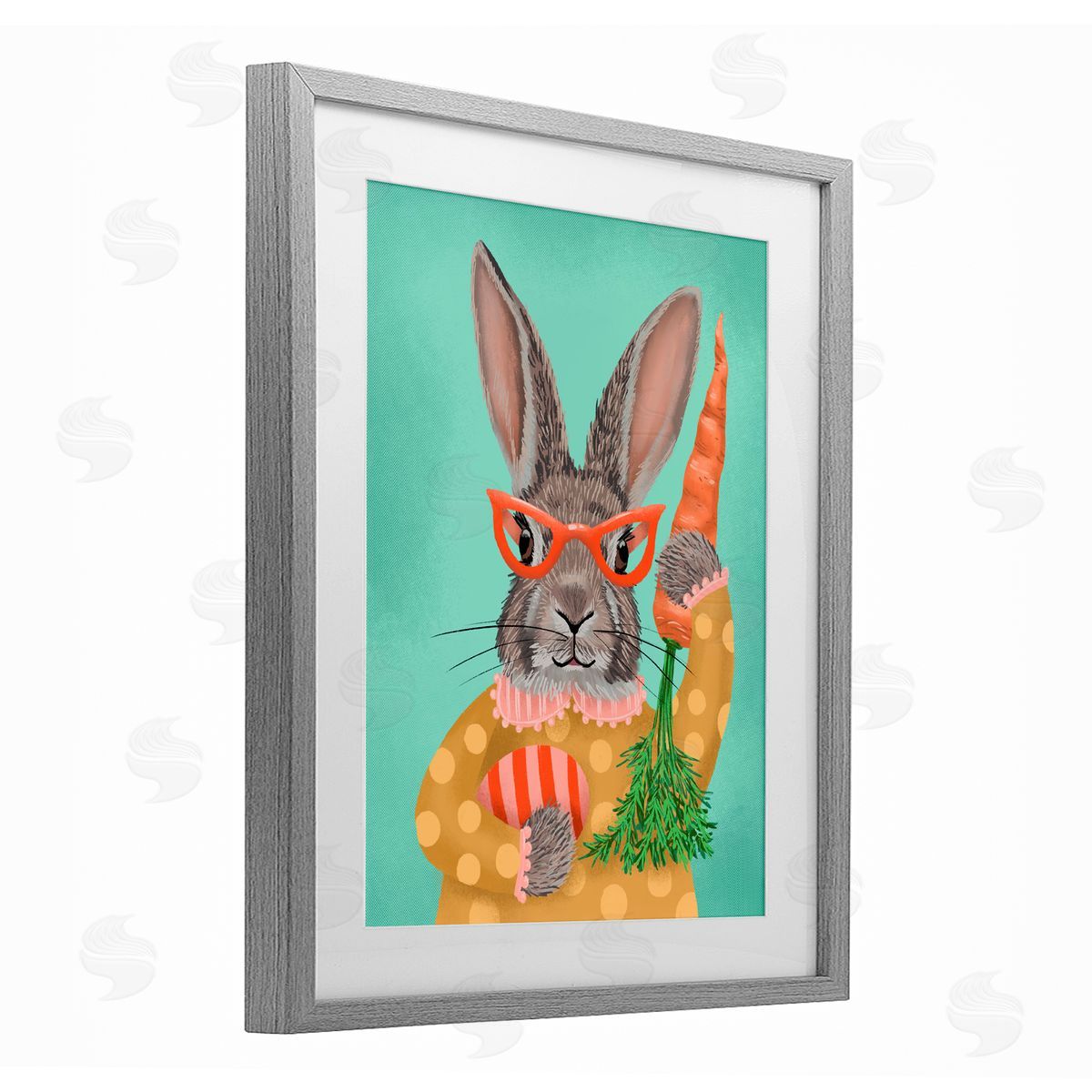 Jilly Jack Designs Polka Dot Spring Rabbit Canvas Wall Art Print
