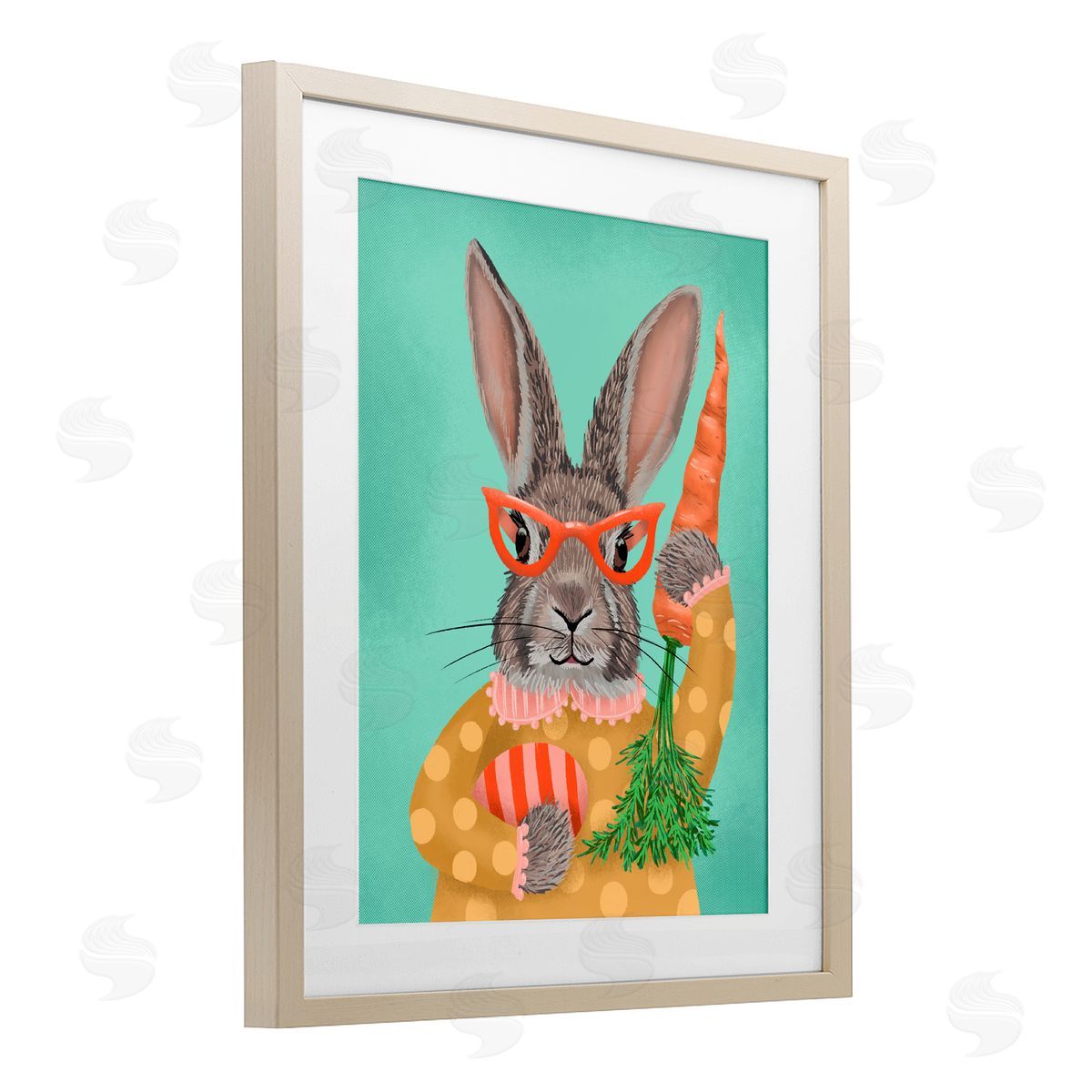 Jilly Jack Designs Polka Dot Spring Rabbit Canvas Wall Art Print