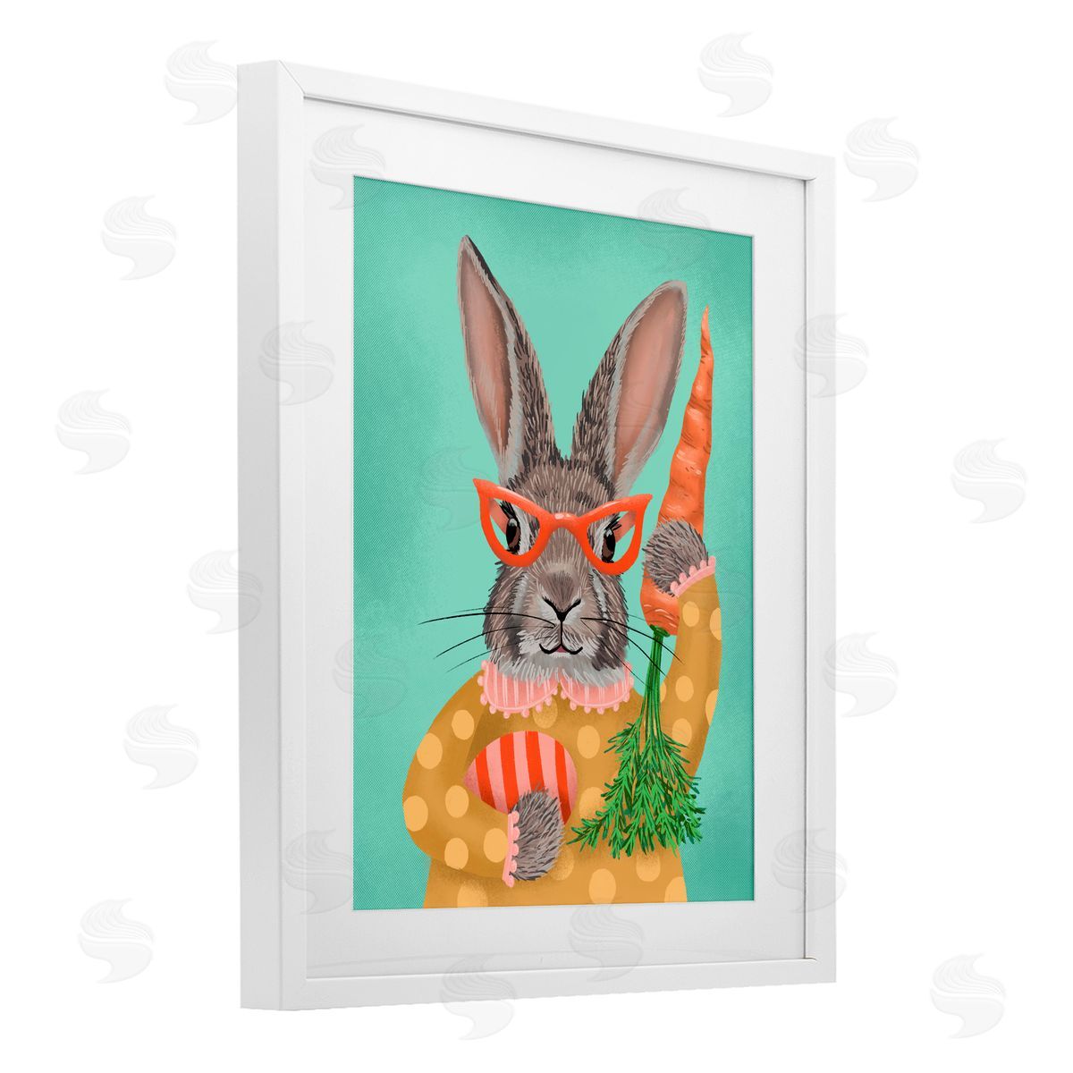 Jilly Jack Designs Polka Dot Spring Rabbit Canvas Wall Art Print