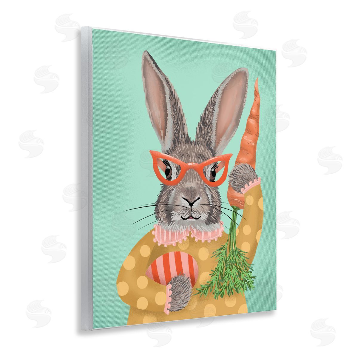 Jilly Jack Designs Polka Dot Spring Rabbit Canvas Wall Art Print