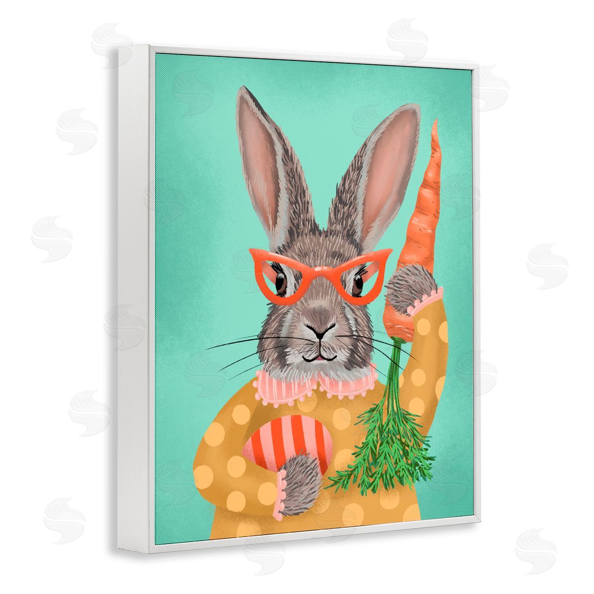 Jilly Jack Designs Polka Dot Spring Rabbit Canvas Wall Art Print