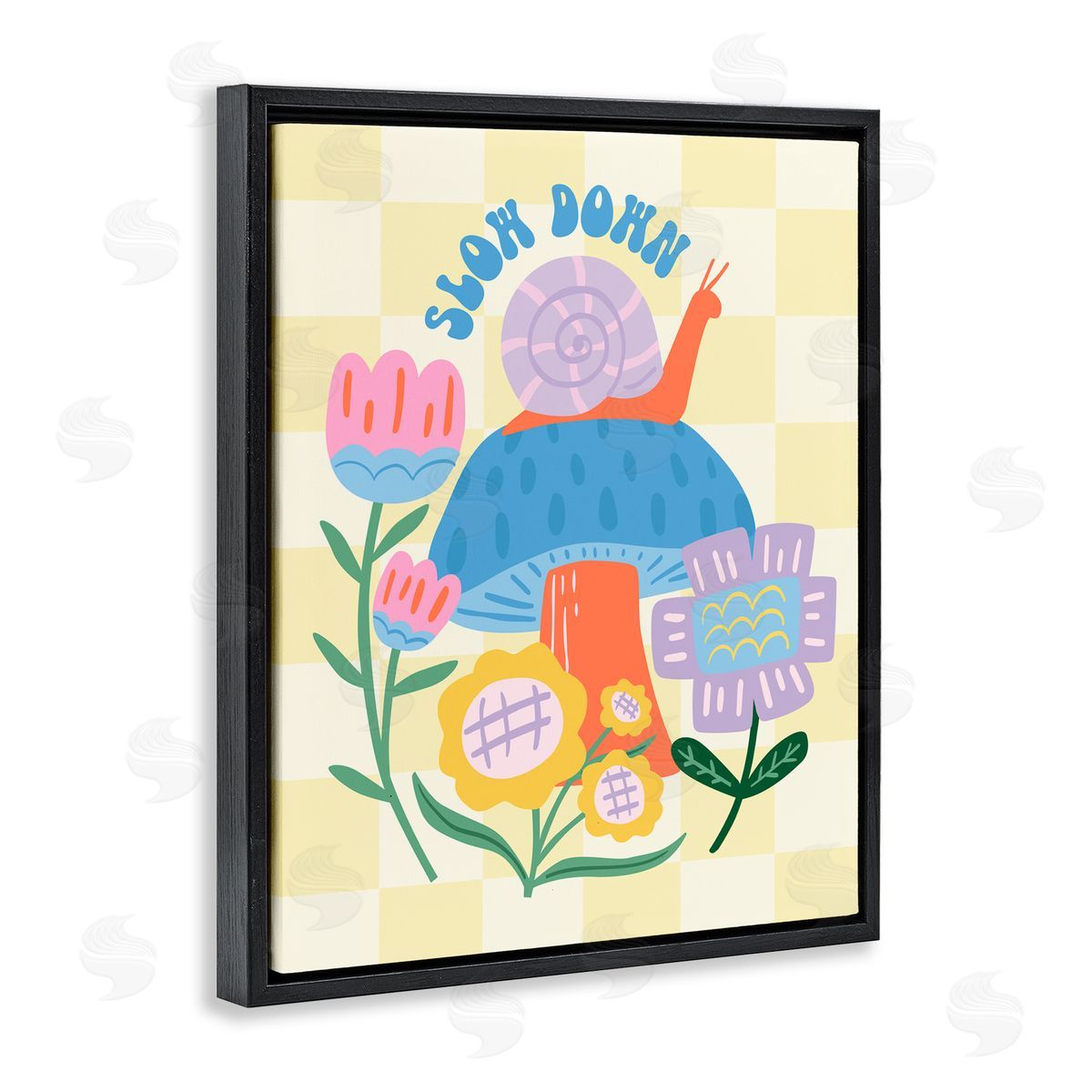 Jilly Jack Designs Slow Down Snail & Mushroom Canvas Wall Art Print