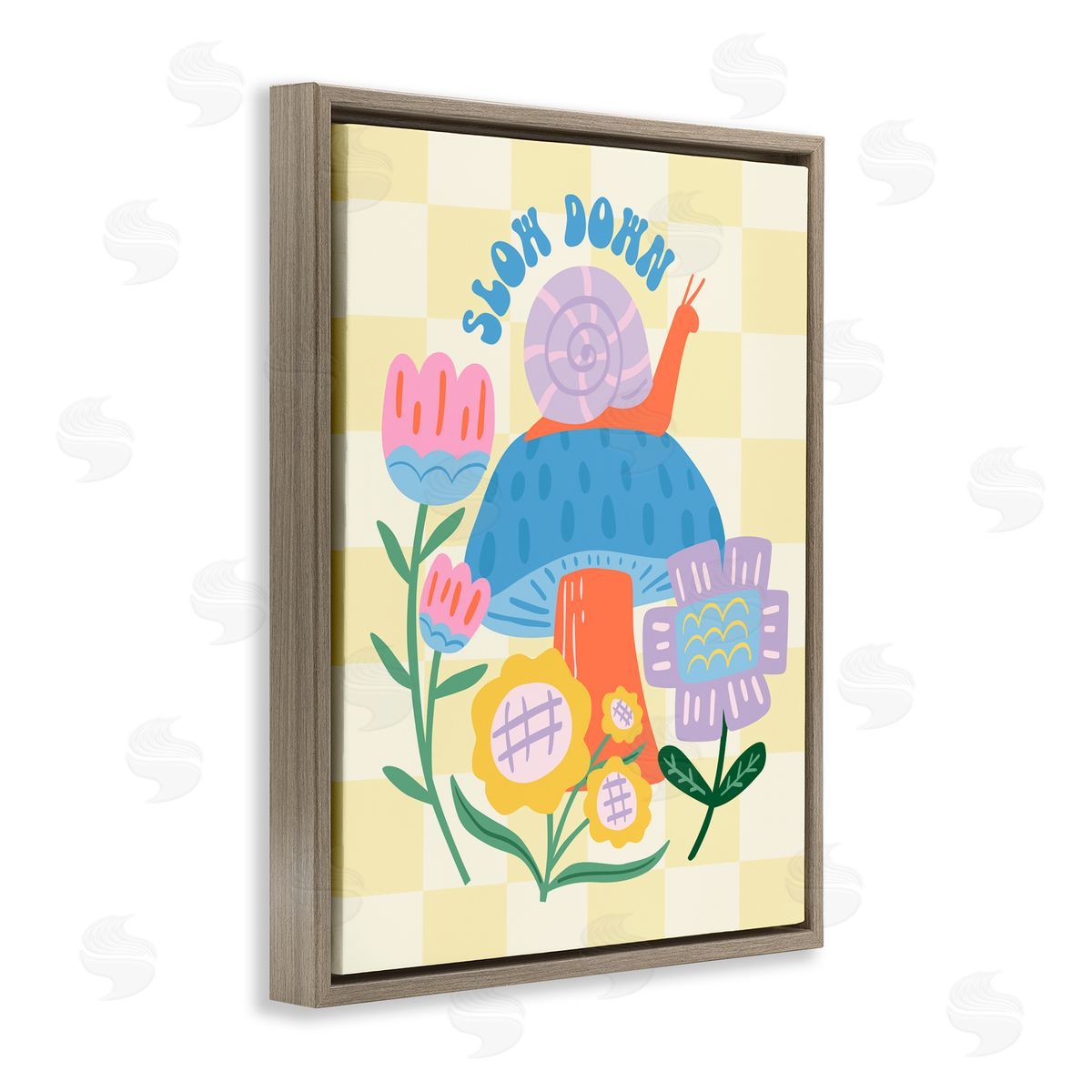 Jilly Jack Designs Slow Down Snail & Mushroom Canvas Wall Art Print