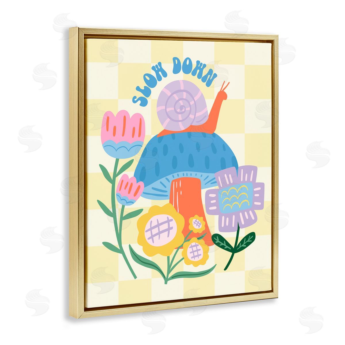 Jilly Jack Designs Slow Down Snail & Mushroom Canvas Wall Art Print