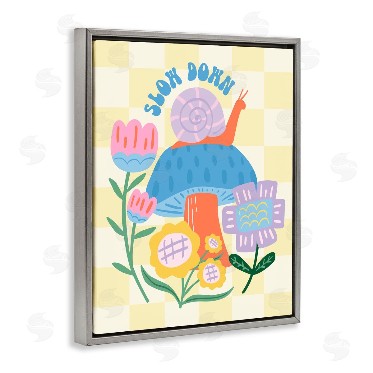 Jilly Jack Designs Slow Down Snail & Mushroom Canvas Wall Art Print