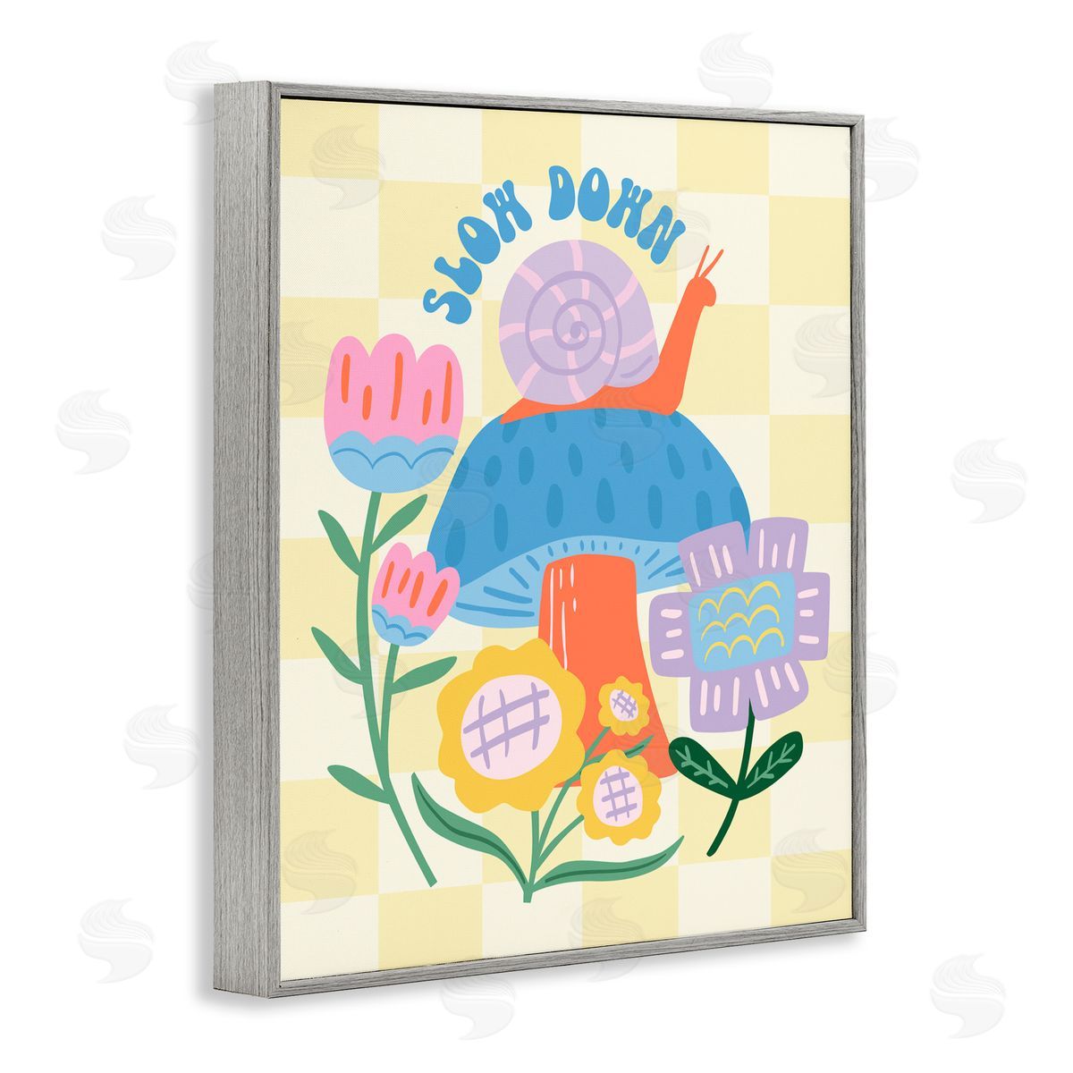 Jilly Jack Designs Slow Down Snail & Mushroom Canvas Wall Art Print