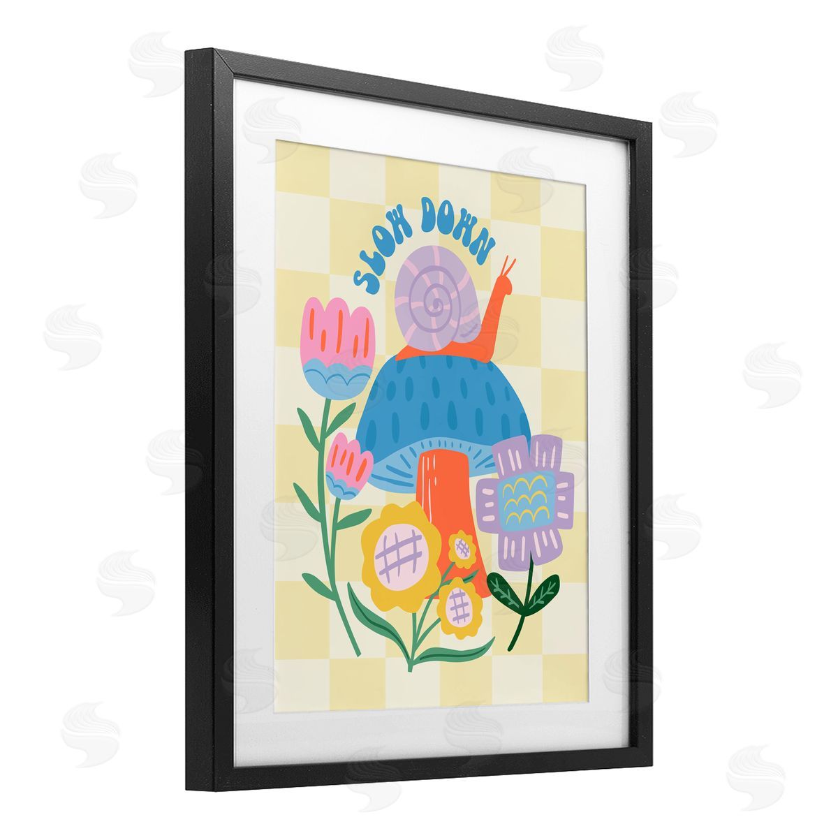 Jilly Jack Designs Slow Down Snail & Mushroom Canvas Wall Art Print