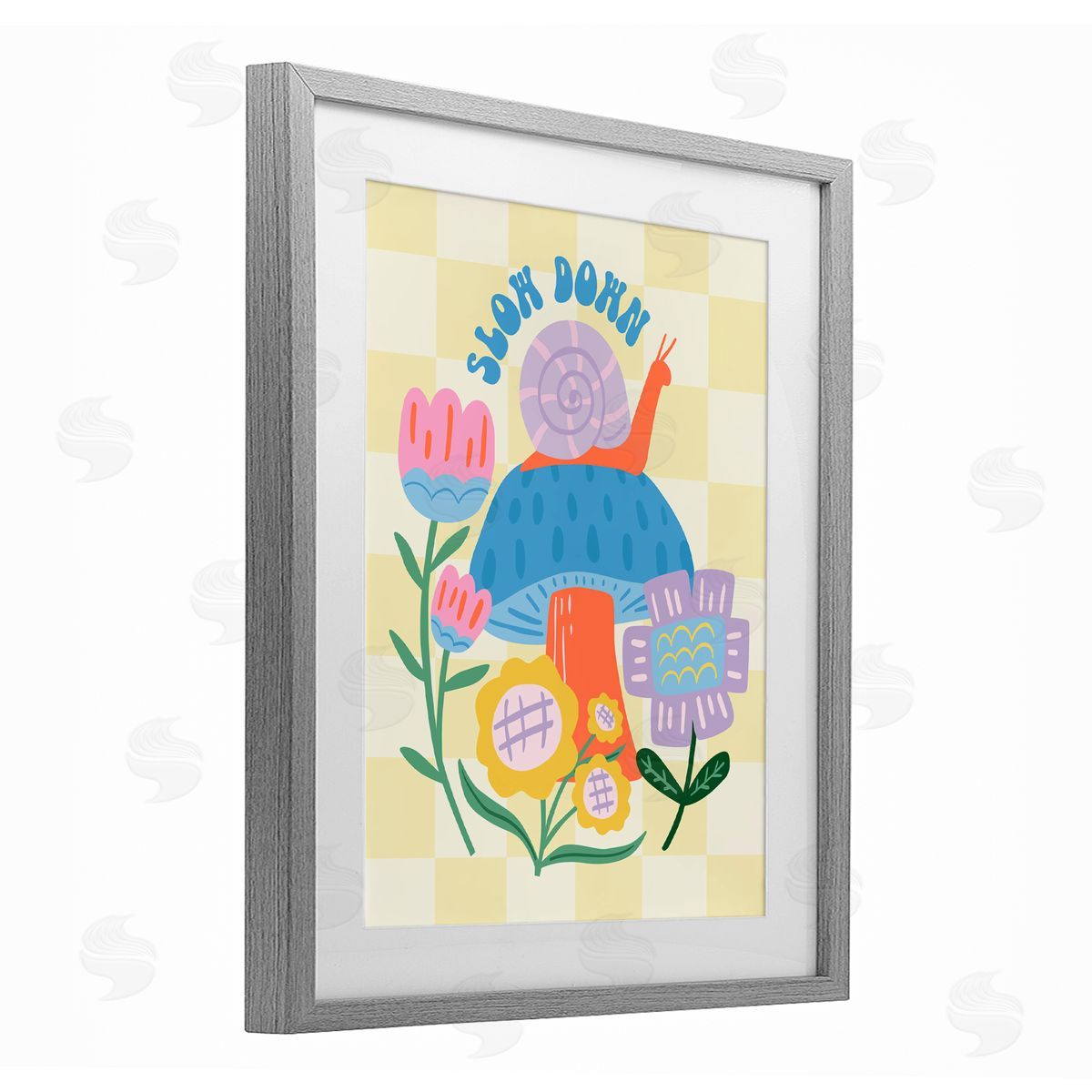 Jilly Jack Designs Slow Down Snail & Mushroom Canvas Wall Art Print