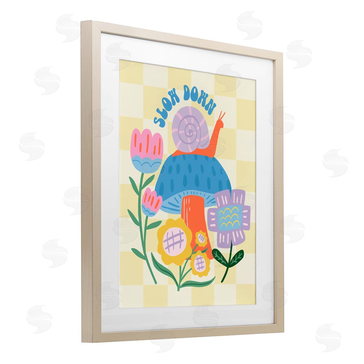 Jilly Jack Designs Slow Down Snail & Mushroom Canvas Wall Art Print