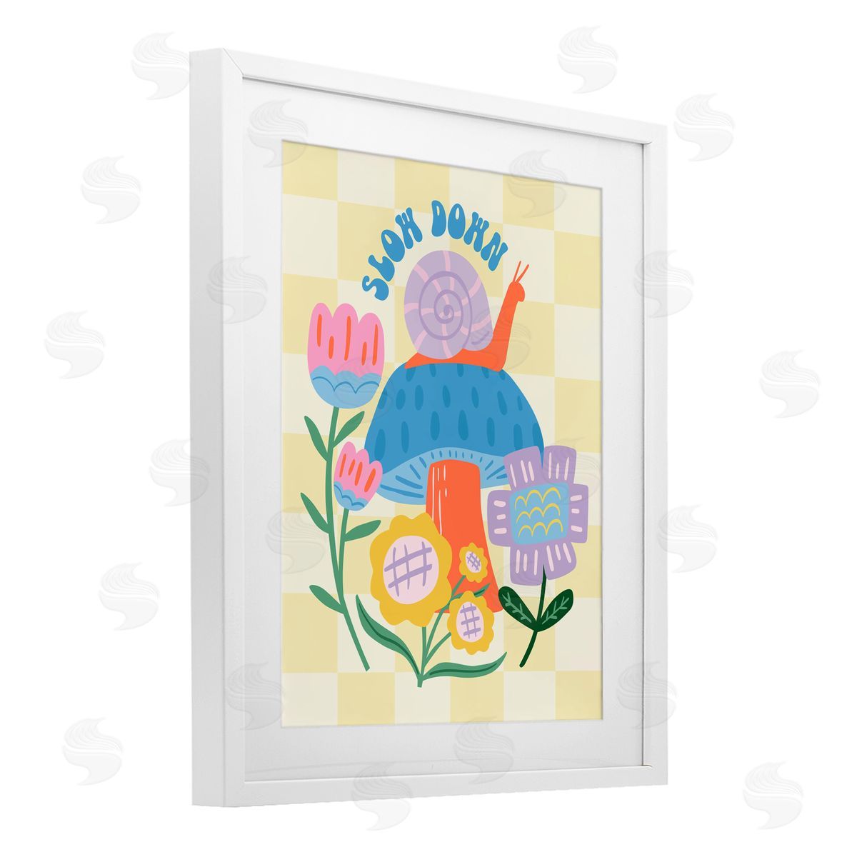 Jilly Jack Designs Slow Down Snail & Mushroom Canvas Wall Art Print