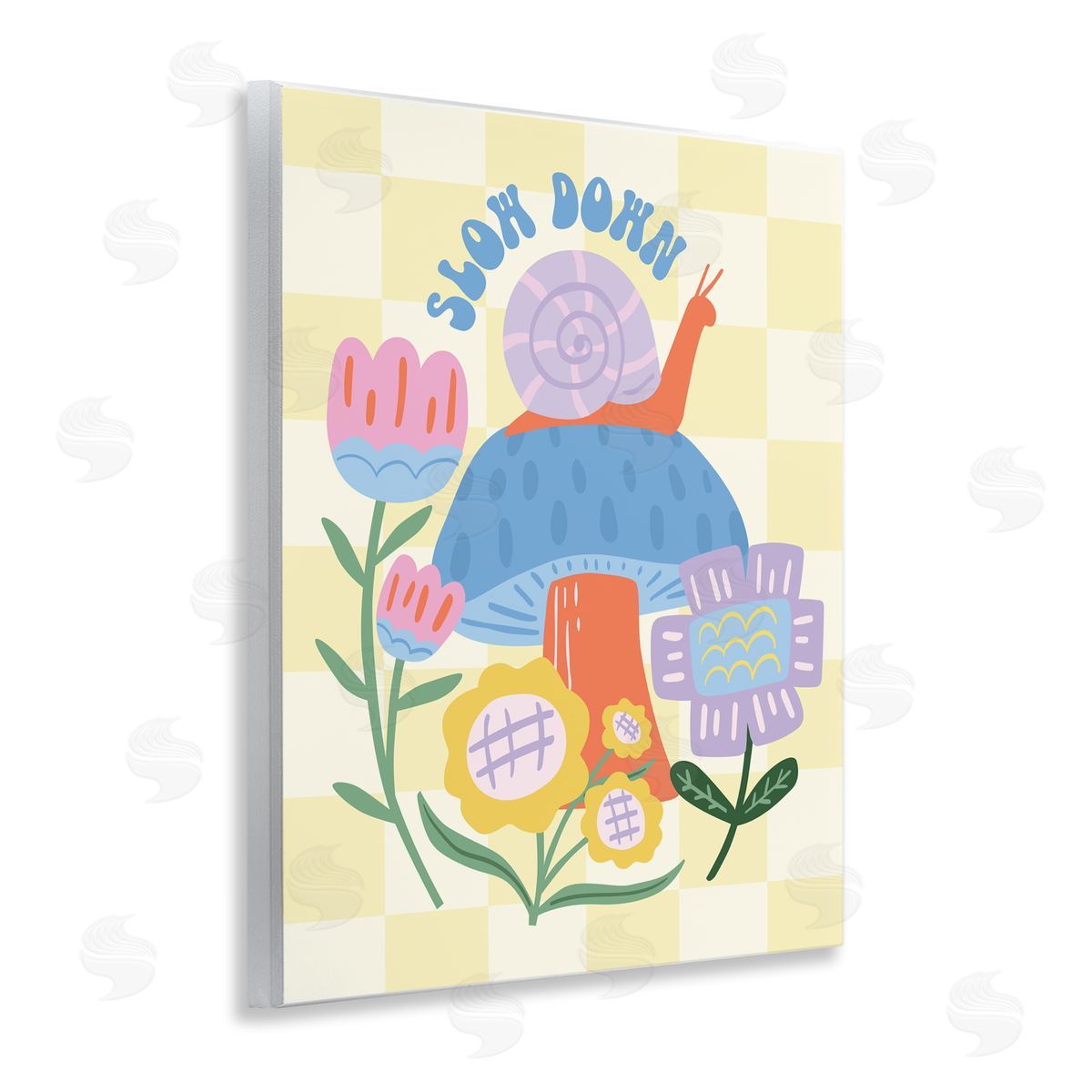 Jilly Jack Designs Slow Down Snail & Mushroom Canvas Wall Art Print