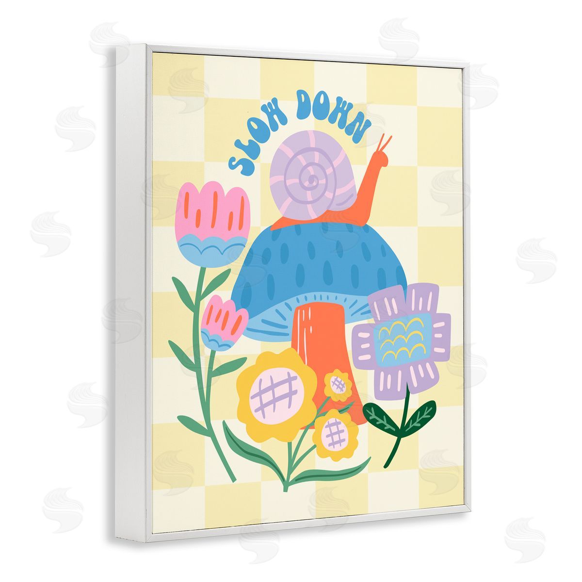 Jilly Jack Designs Slow Down Snail & Mushroom Canvas Wall Art Print