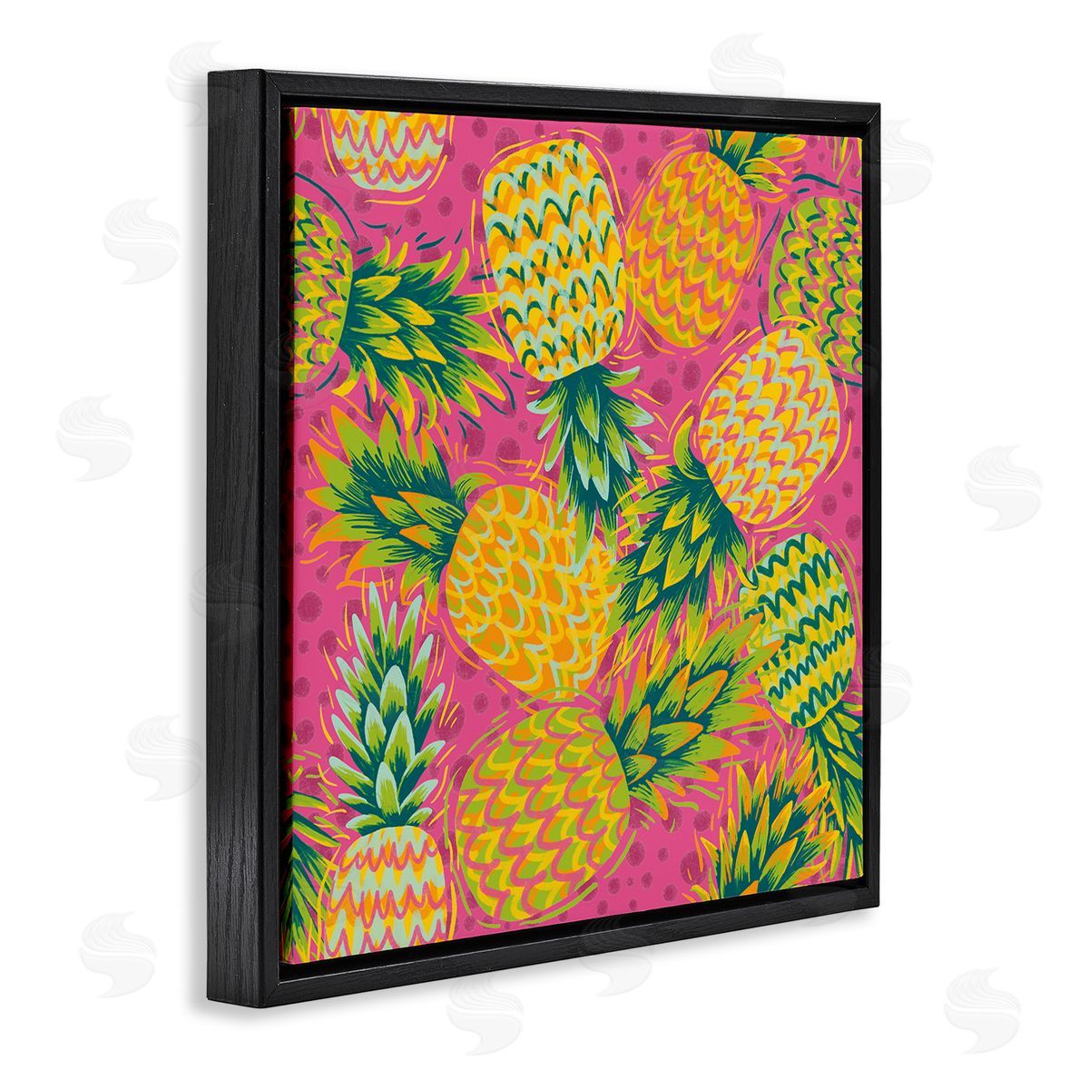 Jilly Jack Designs Tropical Pineapples on Purple Dots Canvas Wall Art Print