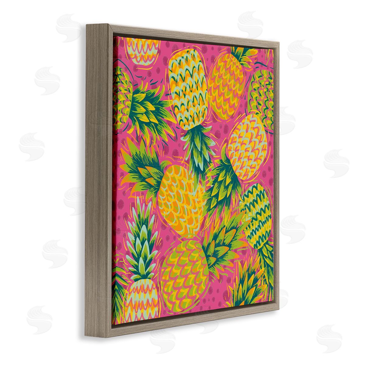 Jilly Jack Designs Tropical Pineapples on Purple Dots Canvas Wall Art Print
