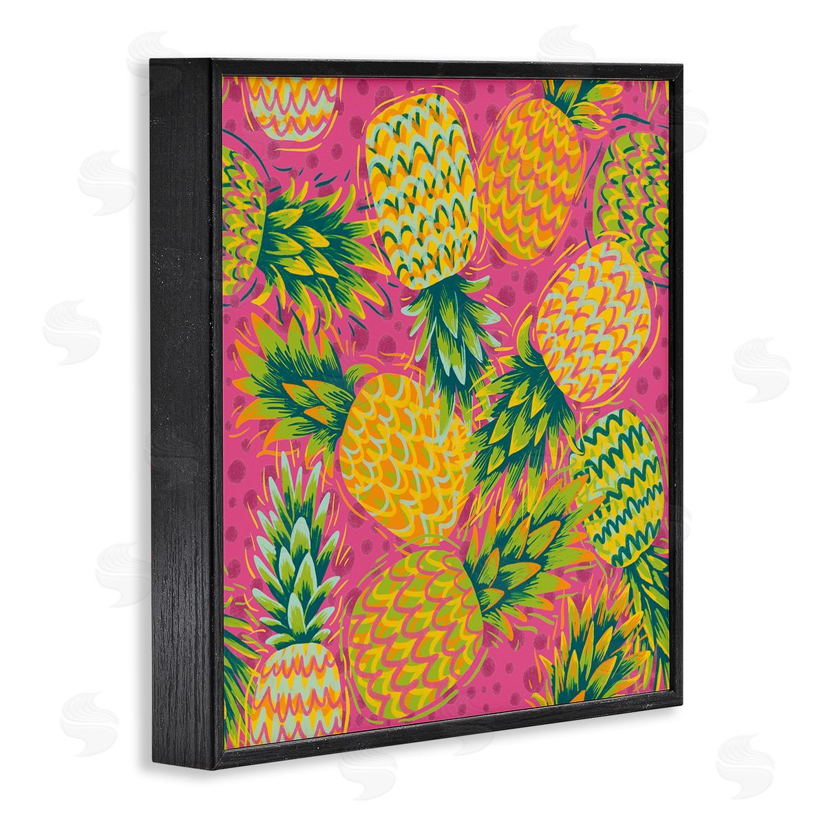 Jilly Jack Designs Tropical Pineapples on Purple Dots Canvas Wall Art Print