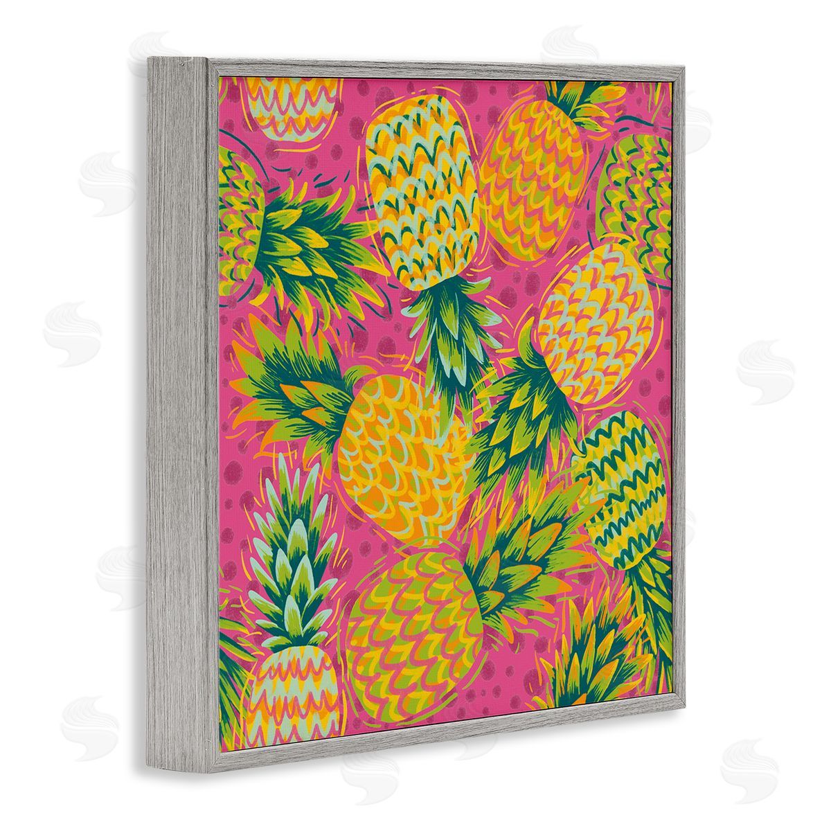 Jilly Jack Designs Tropical Pineapples on Purple Dots Canvas Wall Art Print