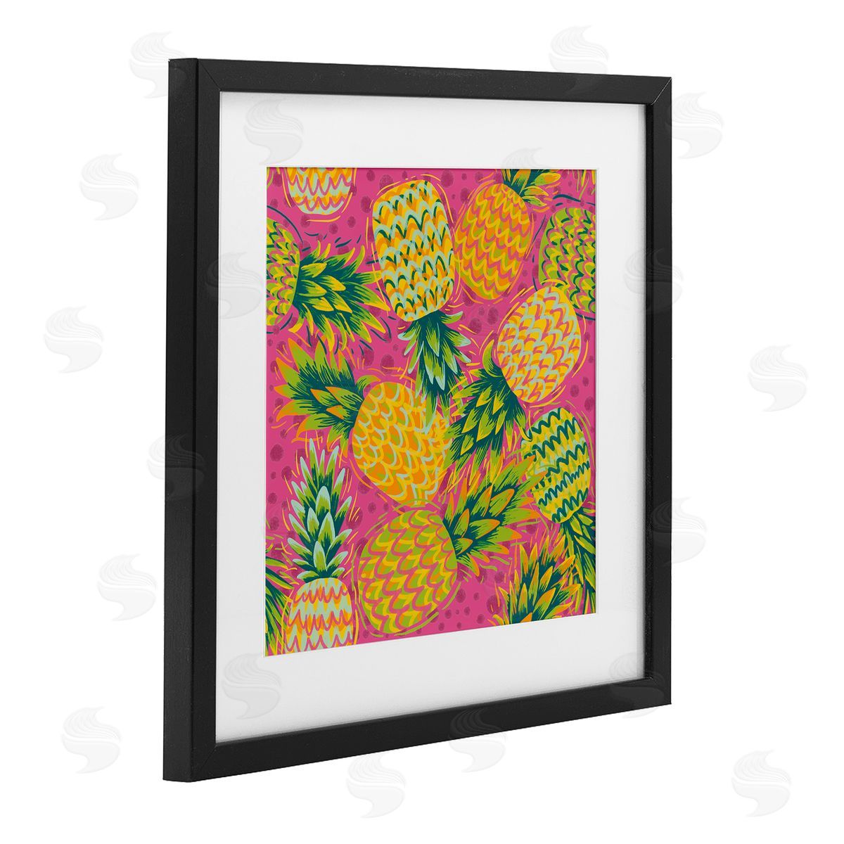 Jilly Jack Designs Tropical Pineapples on Purple Dots Canvas Wall Art Print