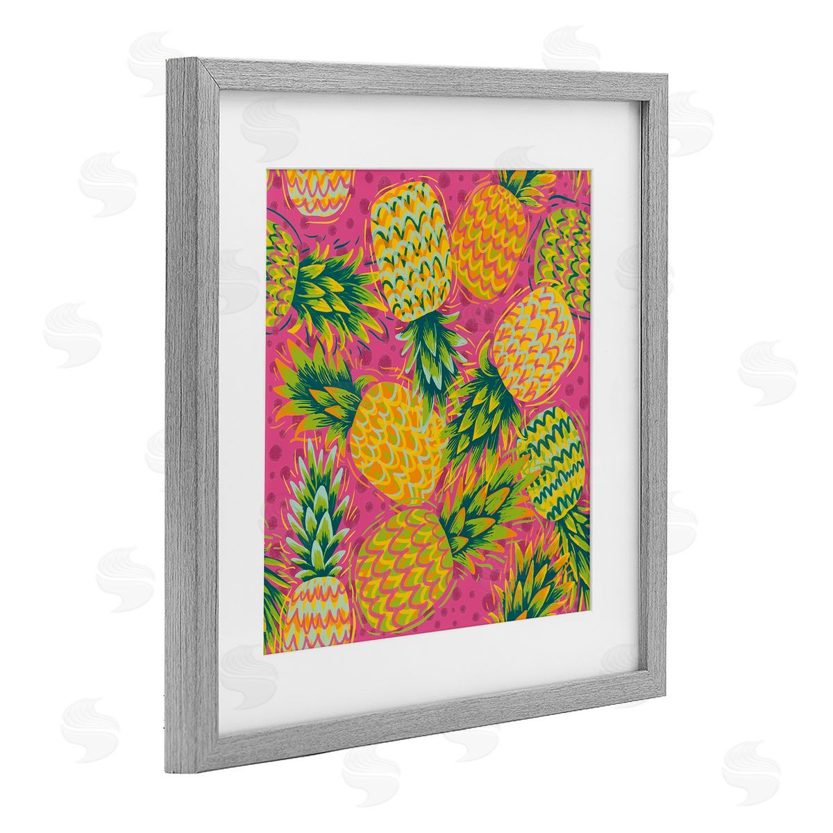 Jilly Jack Designs Tropical Pineapples on Purple Dots Canvas Wall Art Print