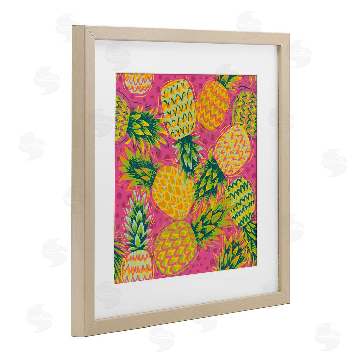 Jilly Jack Designs Tropical Pineapples on Purple Dots Canvas Wall Art Print