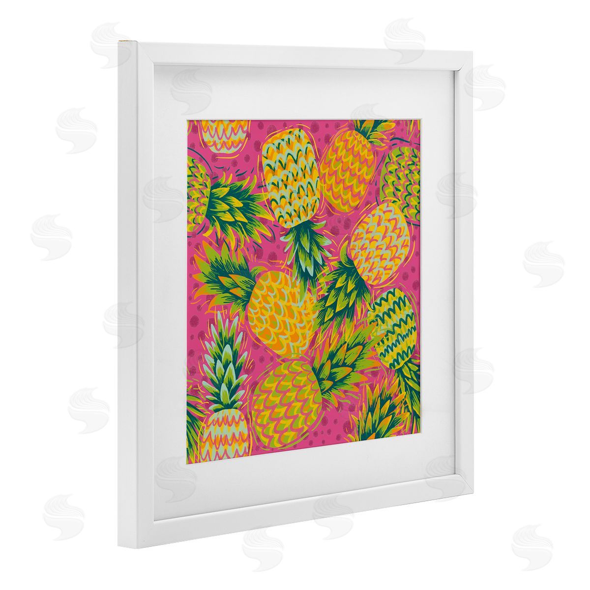 Jilly Jack Designs Tropical Pineapples on Purple Dots Canvas Wall Art Print