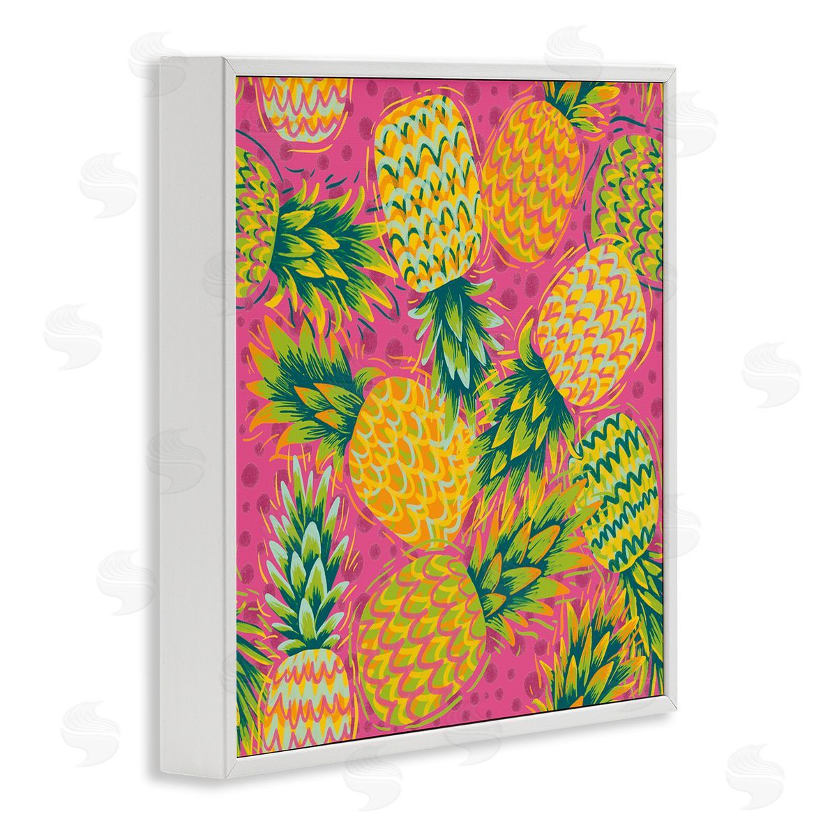 Jilly Jack Designs Tropical Pineapples on Purple Dots Canvas Wall Art Print