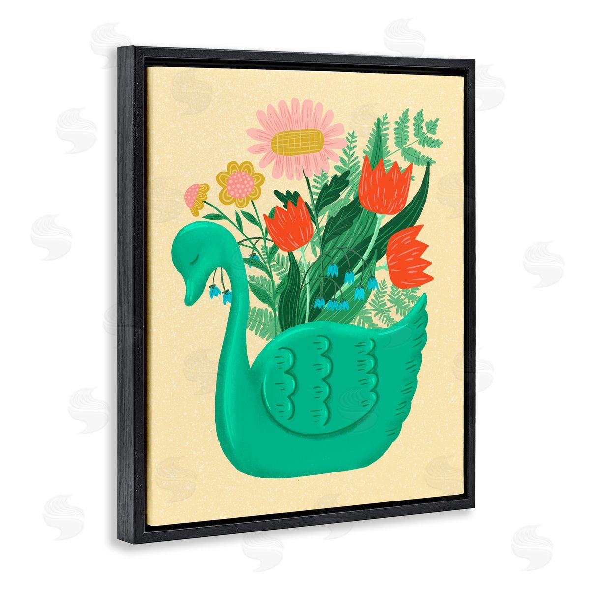 Jilly Jack Designs Spring Swan Flower Bouquet Canvas Wall Art Print