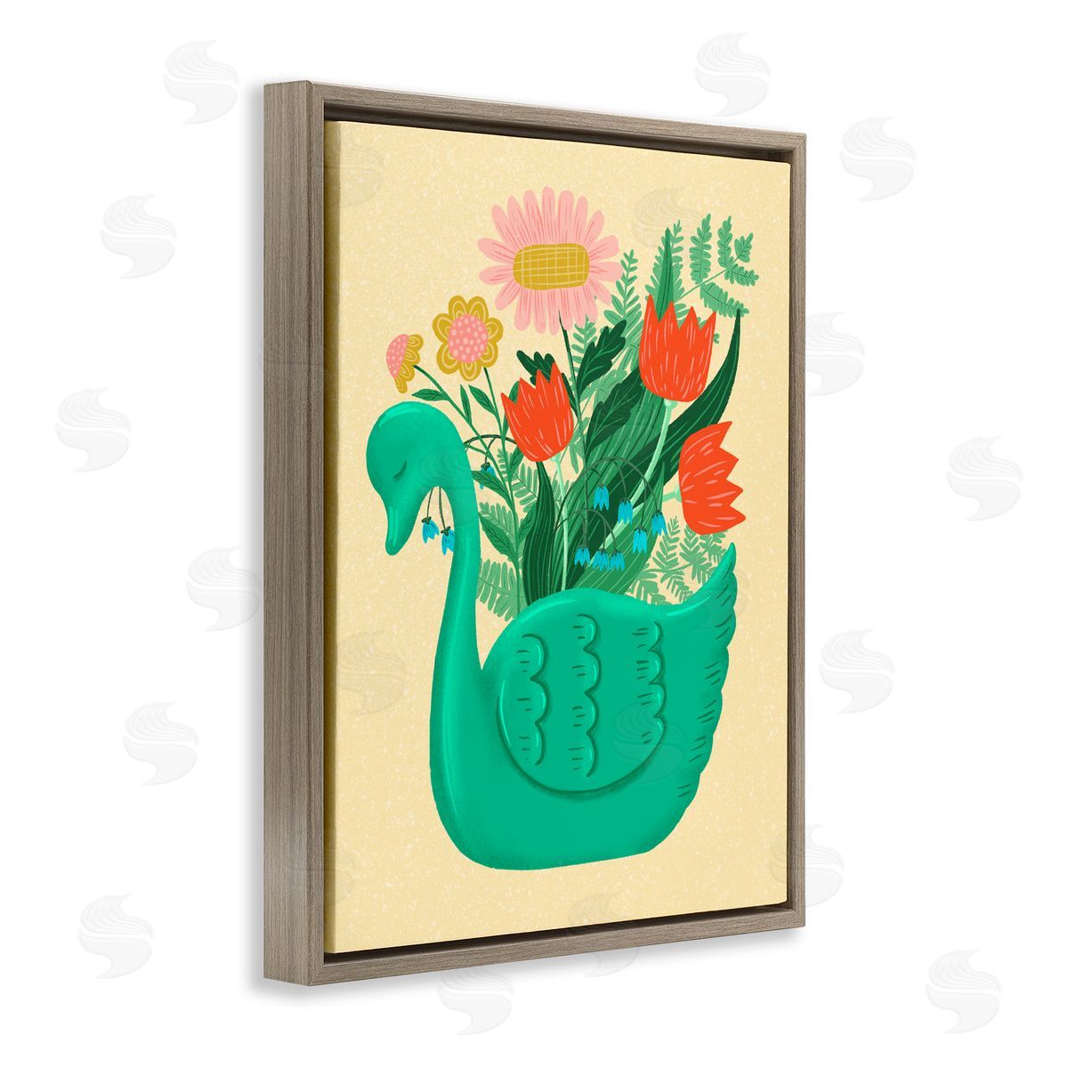 Jilly Jack Designs Spring Swan Flower Bouquet Canvas Wall Art Print