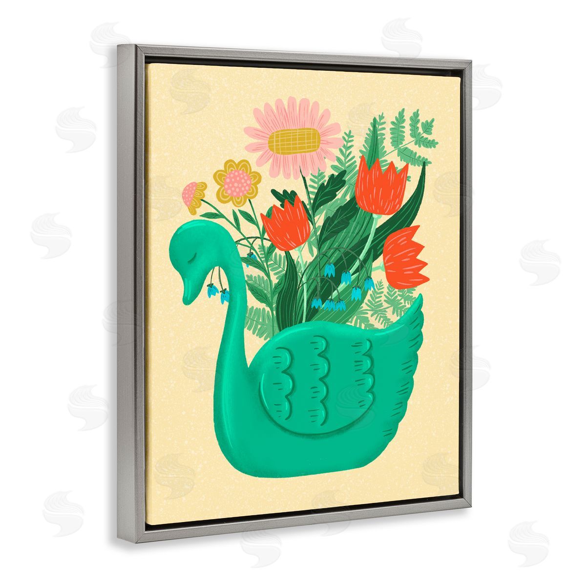 Jilly Jack Designs Spring Swan Flower Bouquet Canvas Wall Art Print