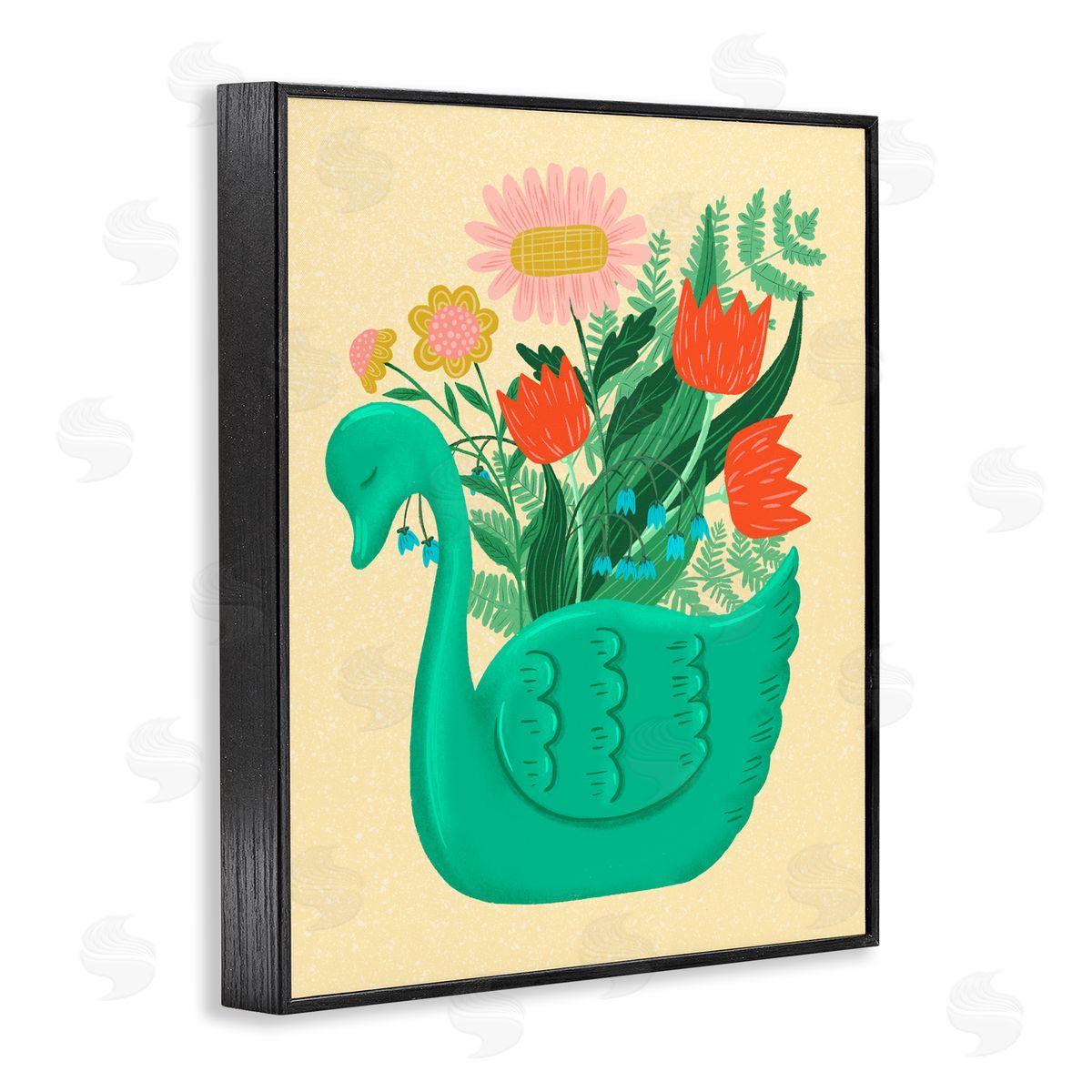 Jilly Jack Designs Spring Swan Flower Bouquet Canvas Wall Art Print