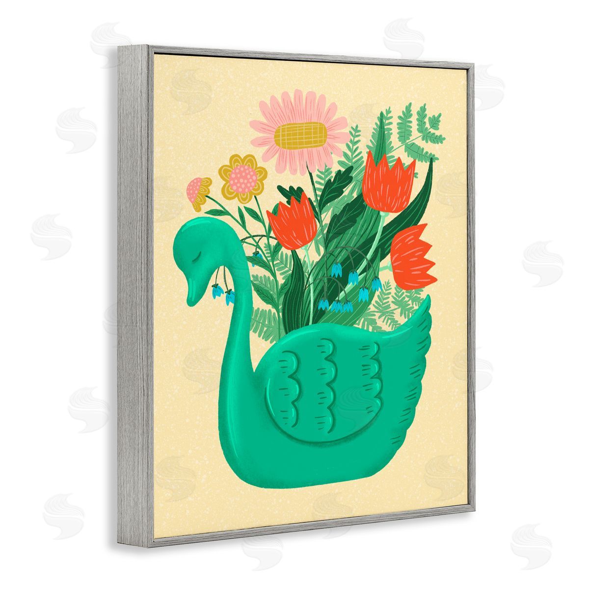 Jilly Jack Designs Spring Swan Flower Bouquet Canvas Wall Art Print