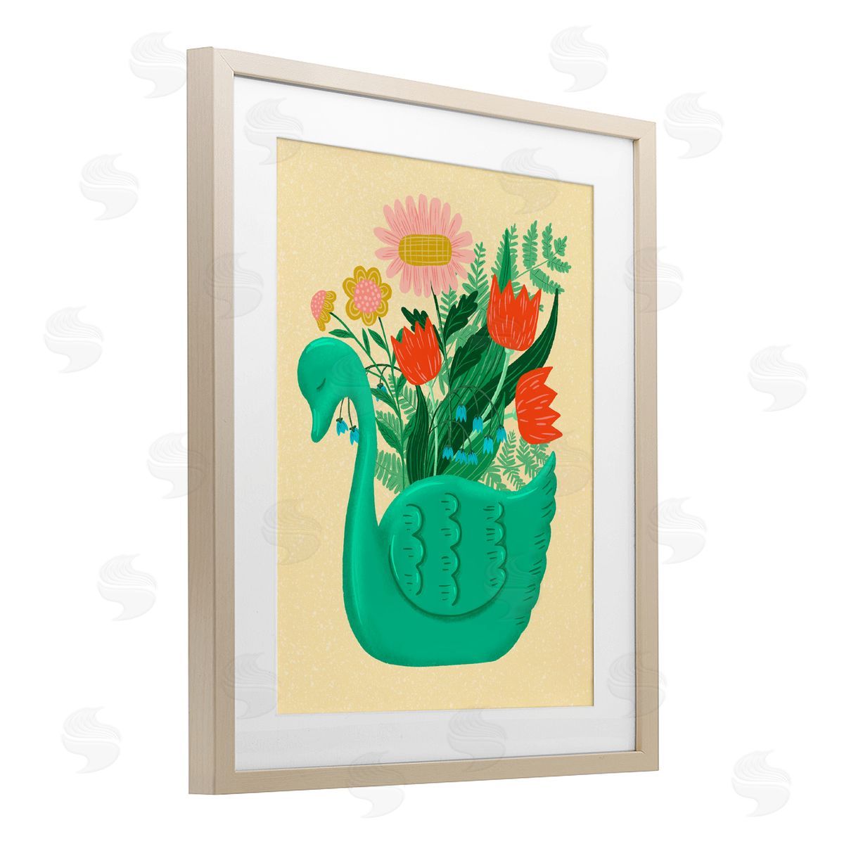 Jilly Jack Designs Spring Swan Flower Bouquet Canvas Wall Art Print