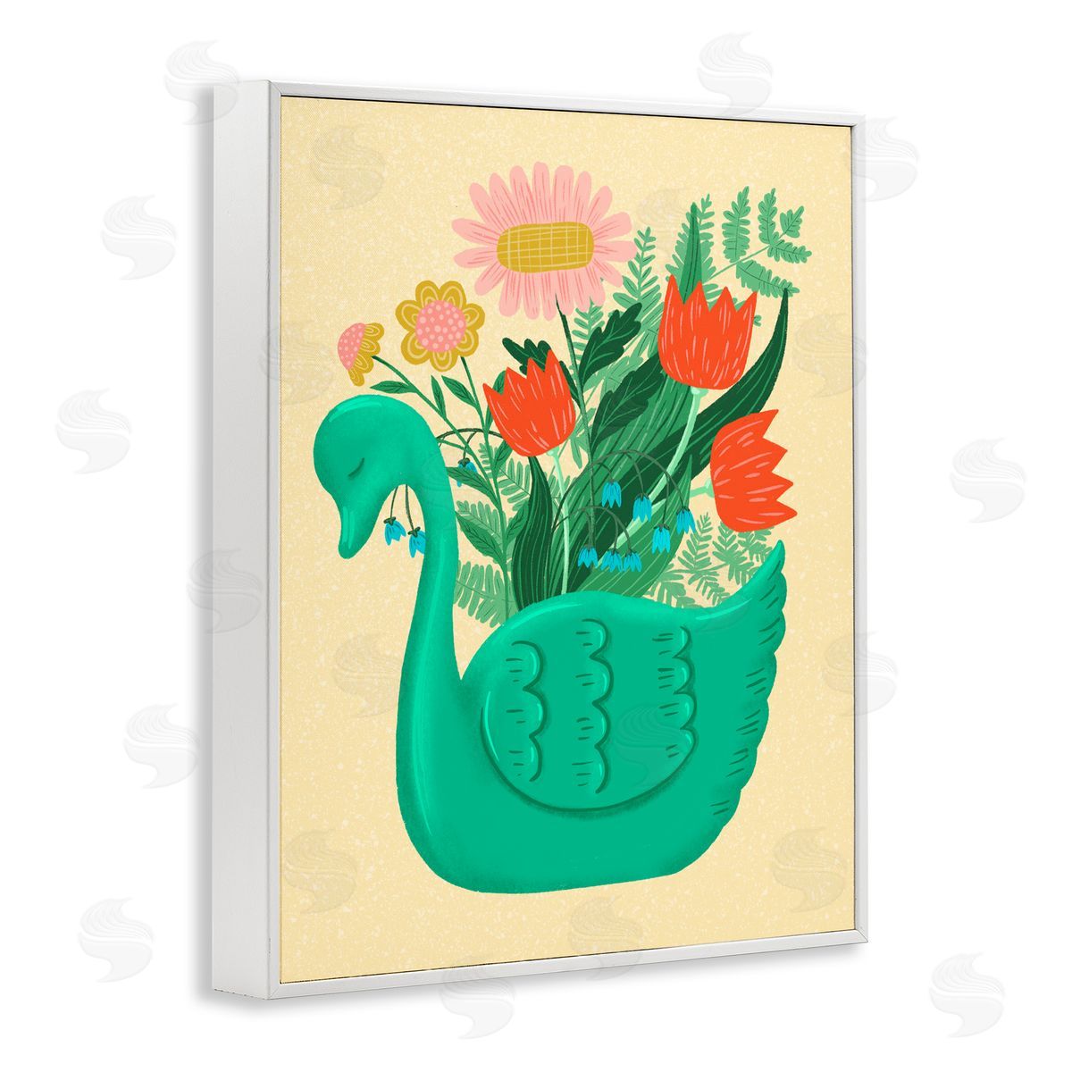 Jilly Jack Designs Spring Swan Flower Bouquet Canvas Wall Art Print