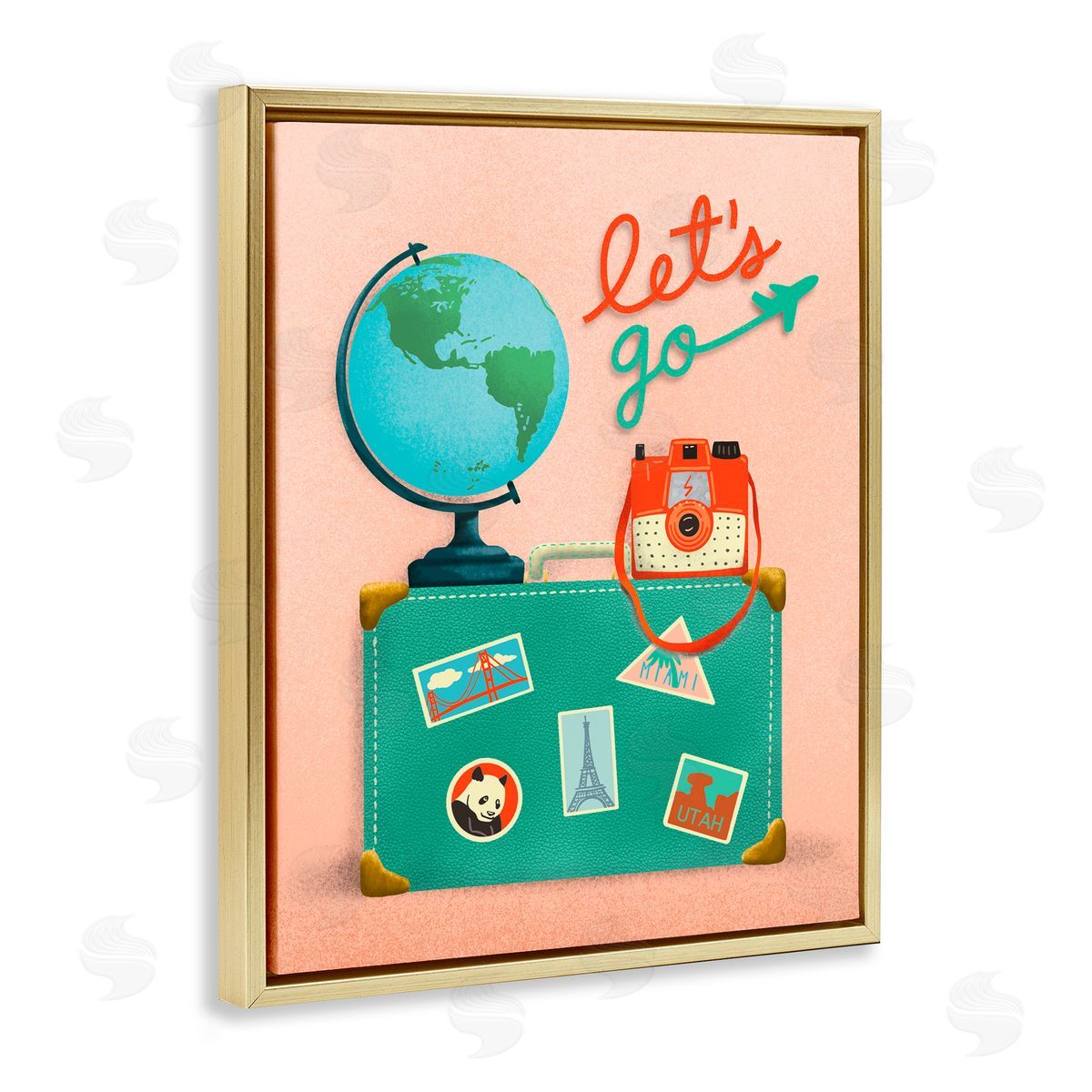 Jilly Jack Designs Let's Go Travel Suitcase Canvas Wall Art Print